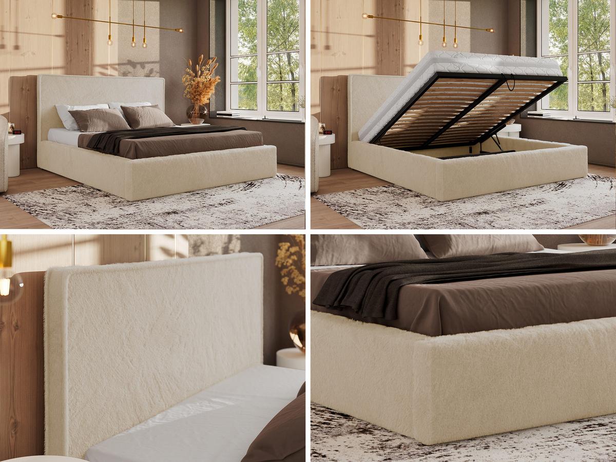 POLSTERBETT CORIVO CLASSIC 200/200 - Creme Plüsch - Multipocket-Matratze - Creme, Textil (200/200cm) - MKS
