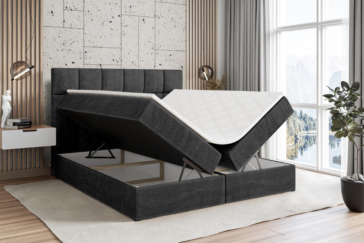 BOXBETT mit H3-Matratze und Lattenrost - RICAR - 140x200 Schwarz - Schwarz, Holzwerkstoff (140/200cm) - ALTDECOR
