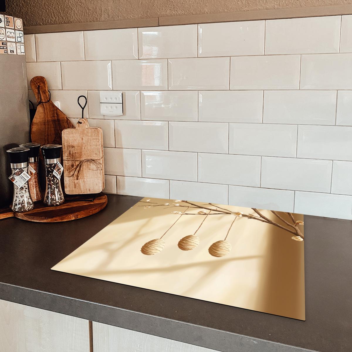 HERDABDECKPLATTE Beige - Osterkuchen - Eier Abdeckung Ceranfeld 58.3x51.3 cm - Beige, Kunststoff (58.3/51.3/0.2cm) - MuchoWow