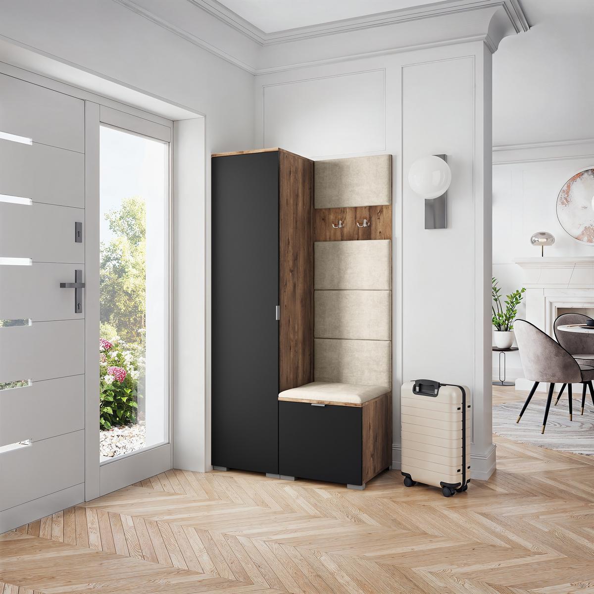 GARDEROBENSCHRANK LORI 95/181/51 cm Modern Eichefarben - Eichefarben/Beige, Holzwerkstoff (95/181/51cm) - MASSENO
