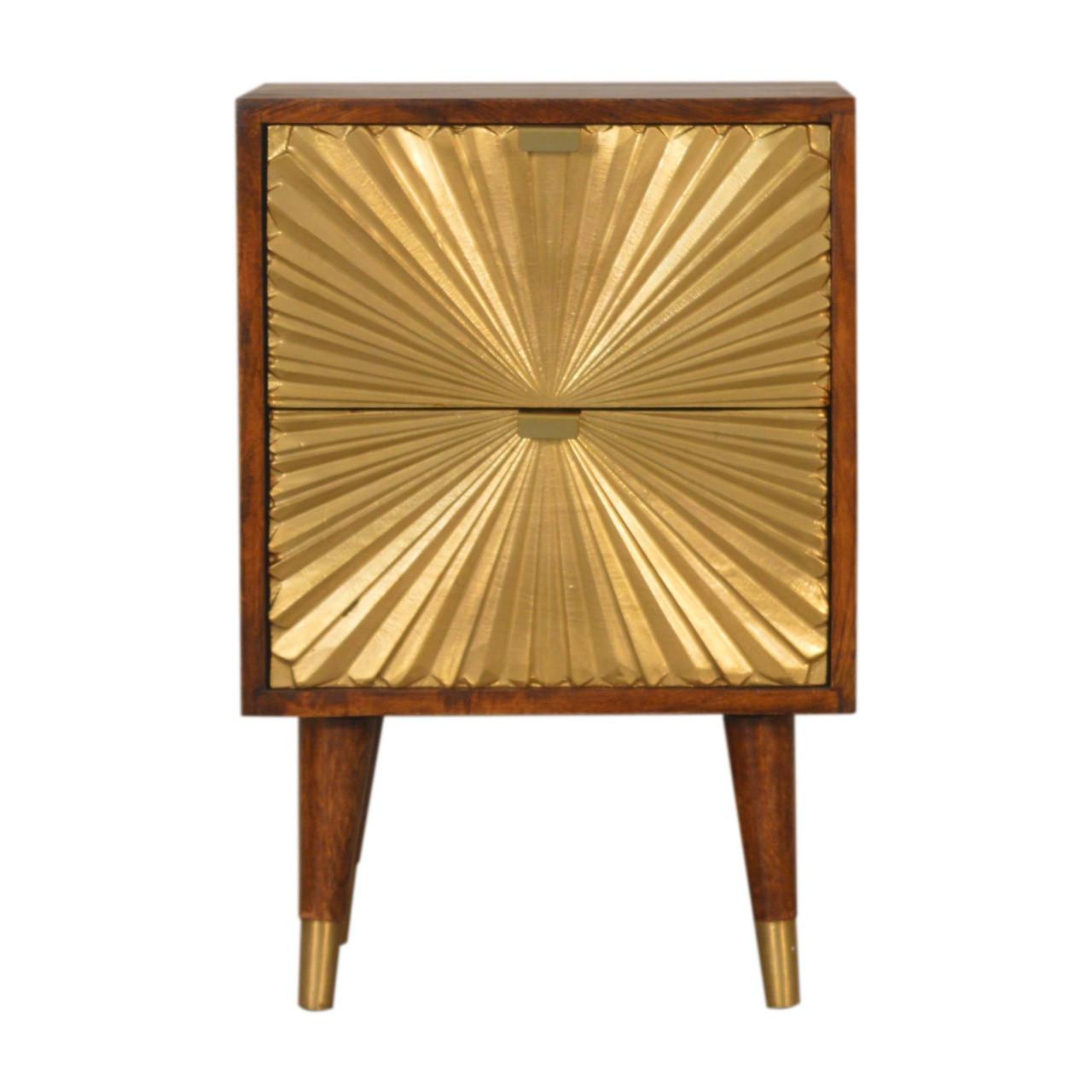 NACHTTISCH Kastanien-Finish, 2 Schubladen, Gold und Braun - Goldfarben/Braun, Holz (35/60/40cm) - Artisan Furniture