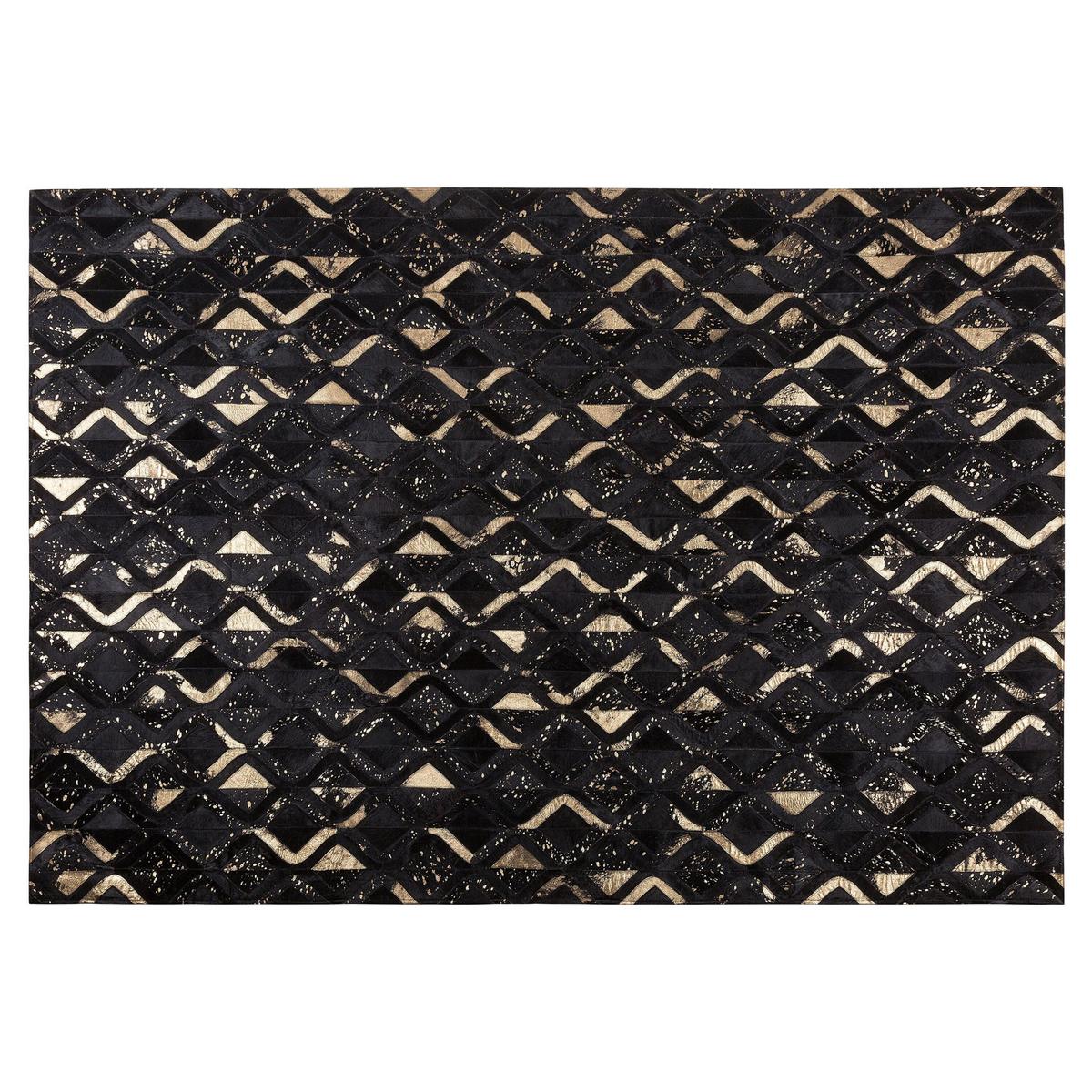 KURZFLOR-TEPPICH Develi 200/140 cm - Schwarz, Fell (140/200cm) - Beliani
