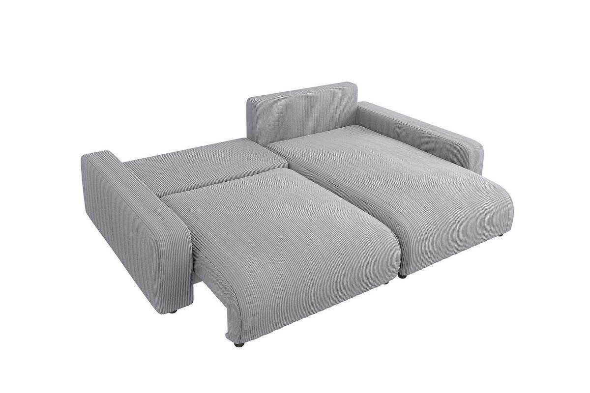 ECKSOFA Emma Hellgrau Cord - Ottomane rechts - Hellgrau, Textil (234/170cm) - S-Style Möbel