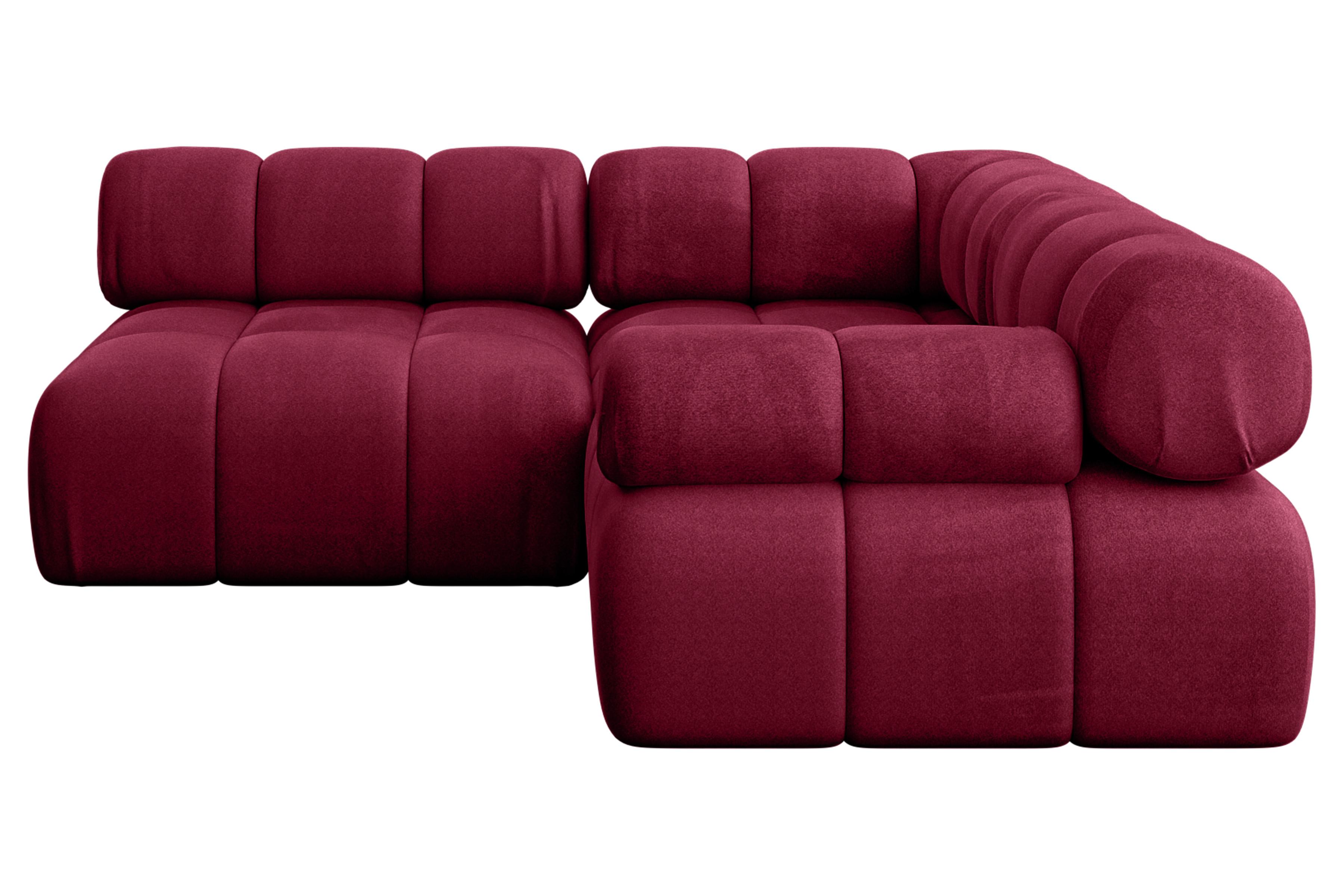 ECKSOFA modulares Sofa Mende-L1 - 190x190x70 cm Bordeauxrot Velours - Bordeaux, Holzwerkstoff/Textil (190/190cm) - ALTDECOR