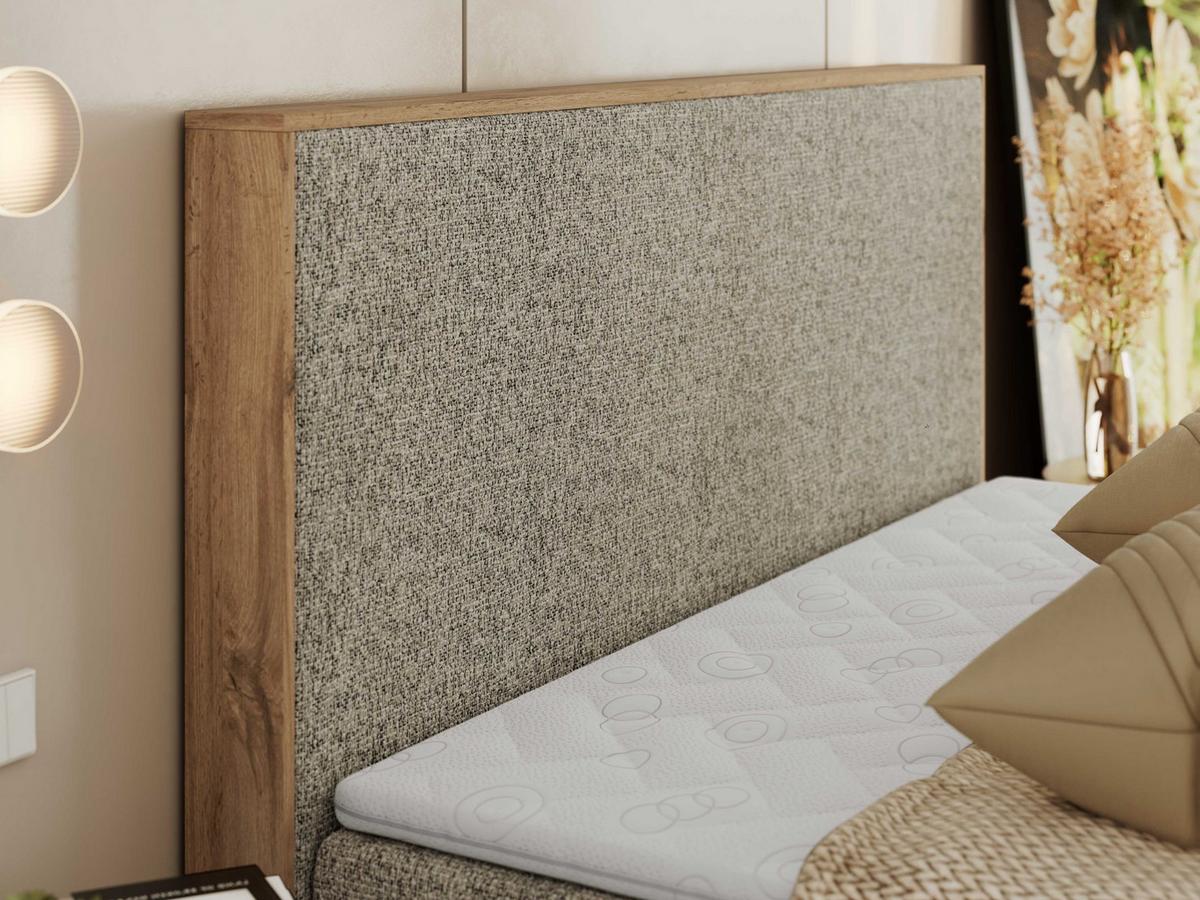 BOXBETT WOOD CLASSIC 160/200 - Dunkelbeige Strukture - H4 - Cappuccino, Textil (160/200cm) - MKS