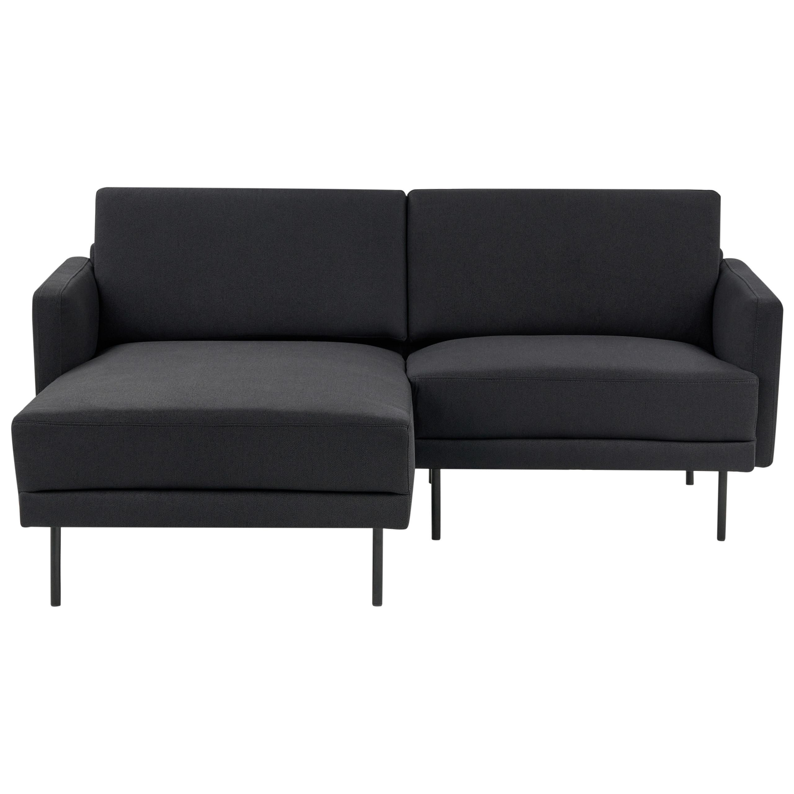 ECKSOFA 2-Sitzer Stoff Schwarz rechtsseitig Breda - Schwarz, Textil (192/155cm) - Beliani