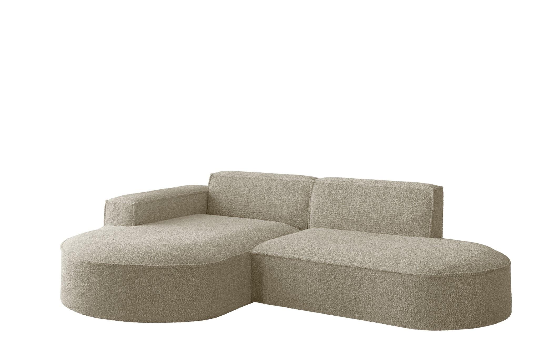 ECKSOFA Palma Xs Ottomane Ascot Bukla - Champagner, Holzwerkstoff/Textil (236/165cm) - Fun Möbel