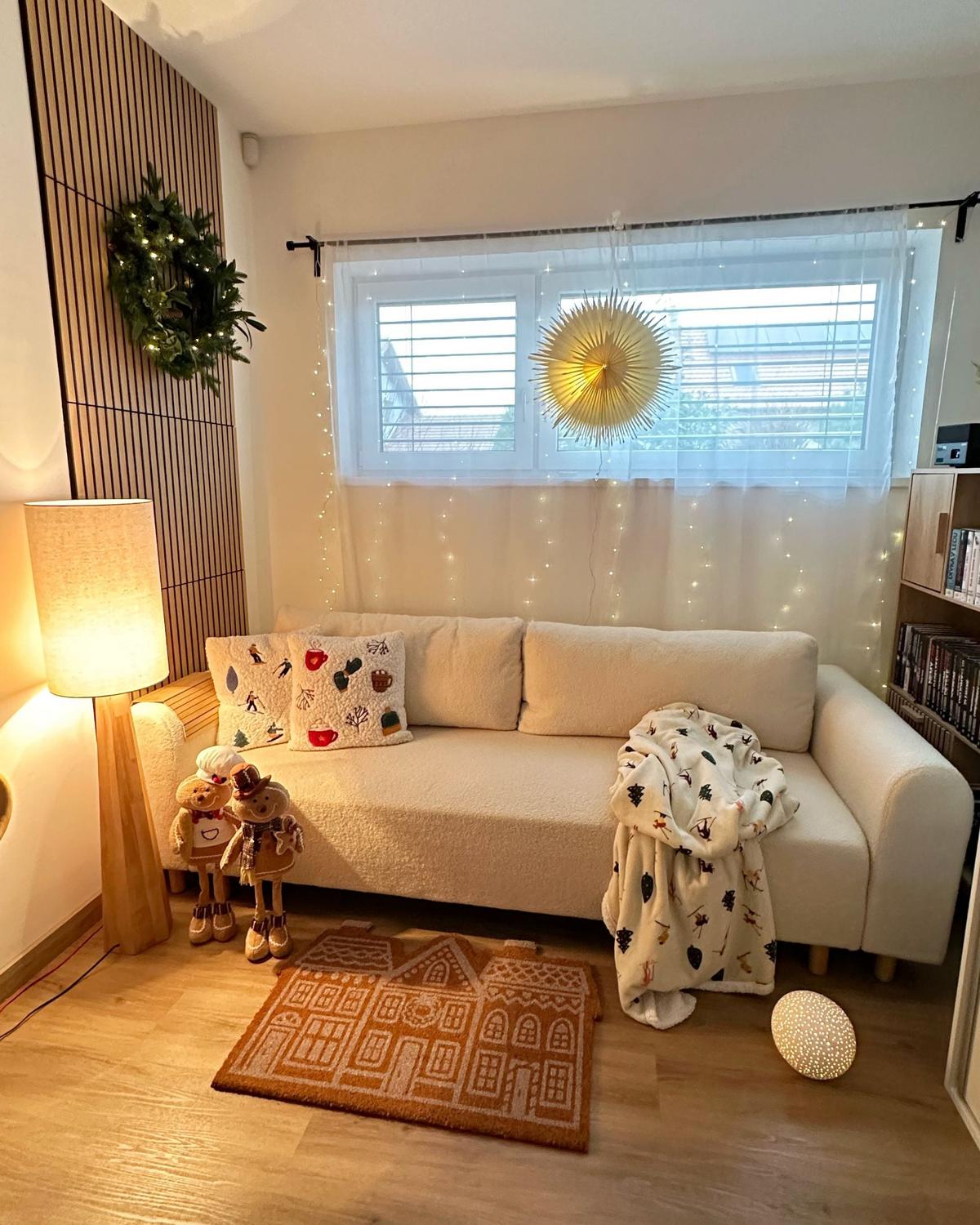 FUSSMATTE Naturfarben 60/90 cm Weihnachtsmotiv Kokosfasern Muhikap - Naturfarben, Textil (60/90cm) - Beliani