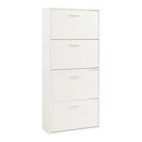 SCHUHSCHRANK Sykkylven - Weiß, Holzwerkstoff (60/134/24cm) - [en.casa]