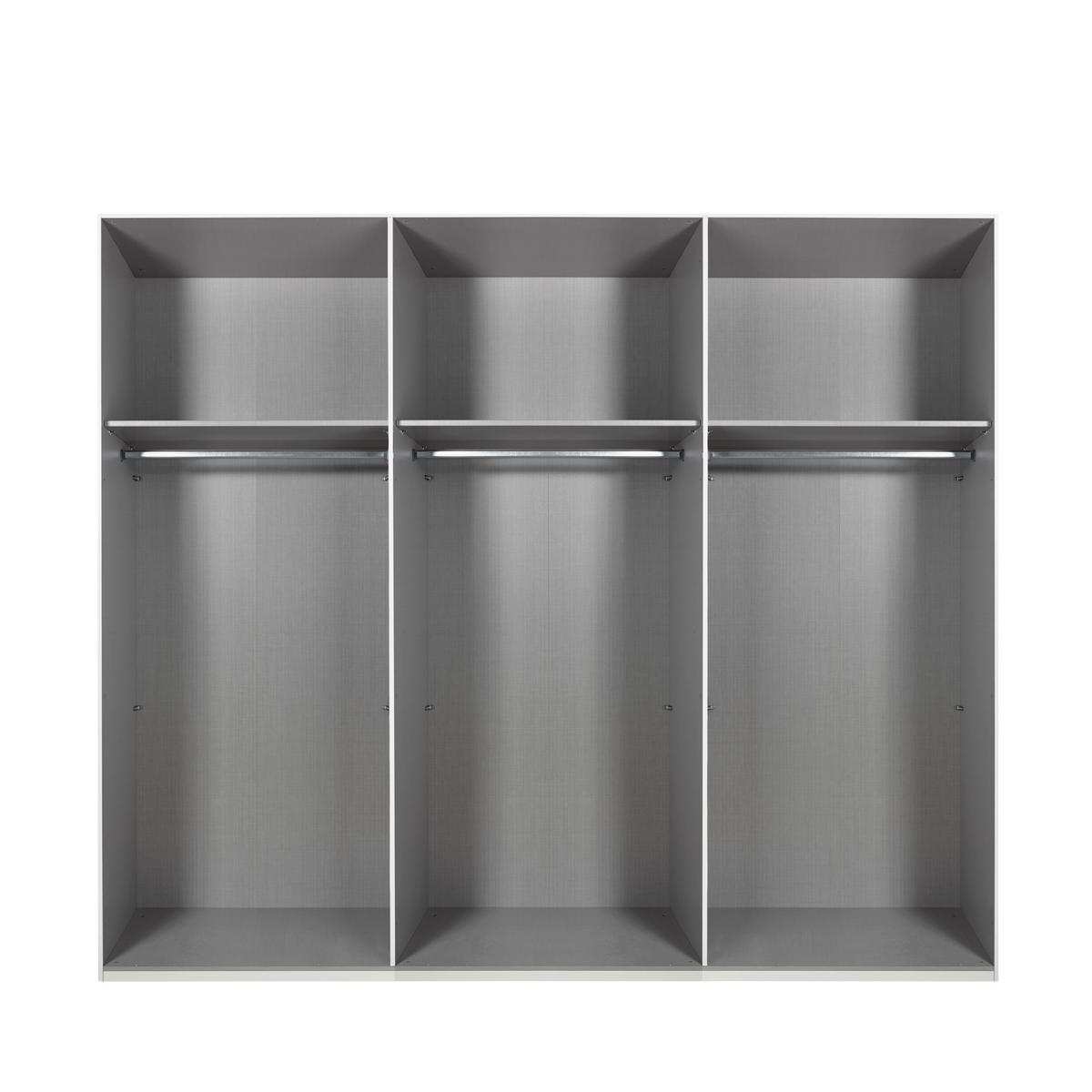 SCHWEBETÜRENSCHRANK 3-türig B270/H208/64 cm Kleiderschrank in Beige Grau, Spiegel umrahmt in Eiche Natur, Griffe Beige Grau / 22628 - Beige/Grau, Holzwerkstoff/Metall (270/208/64cm) - luma-home