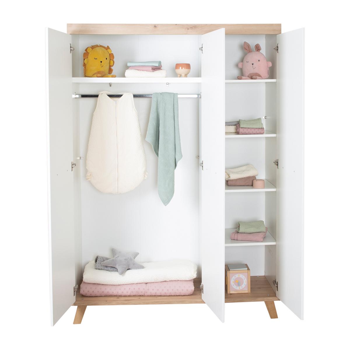 KLEIDERSCHRANK Malo - Weiß, Holzwerkstoff (118/190/52cm) - Roba