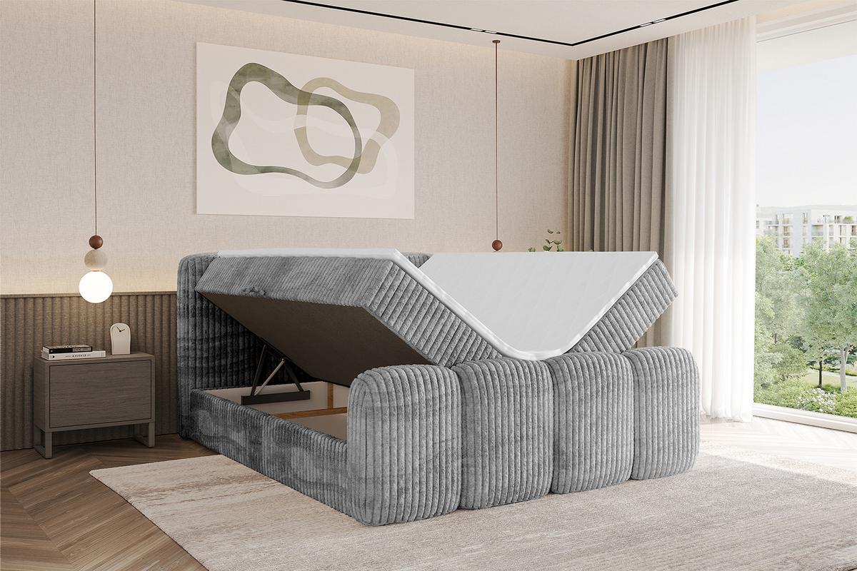 BOXBETT mit Matratze H4 und Lattenrost - NINA-Z - 160x200 cm Tila - Hellgrau - Hellgrau, Holzwerkstoff (160/200cm)