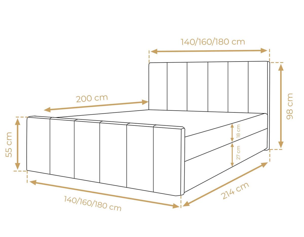 BOXBETT LEVENTE 160x200 cm mit Bettkasten und Matratze - Schwarz + TOPPER - Schwarz, Holz/Holzwerkstoff (160/200cm) - AX Living