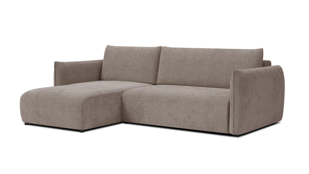 ECKSOFA TAUER 3-Sitzer rechts, taupe - Taupe/Schwarz, Holz/Textil (248/173cm) - Wozimo