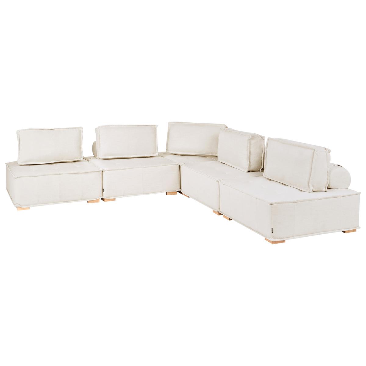 ECKSOFA Modul 5-Sitzer Stoff Cremeweiß linksseitig Tibro - Creme, Textil (300/300cm) - Beliani