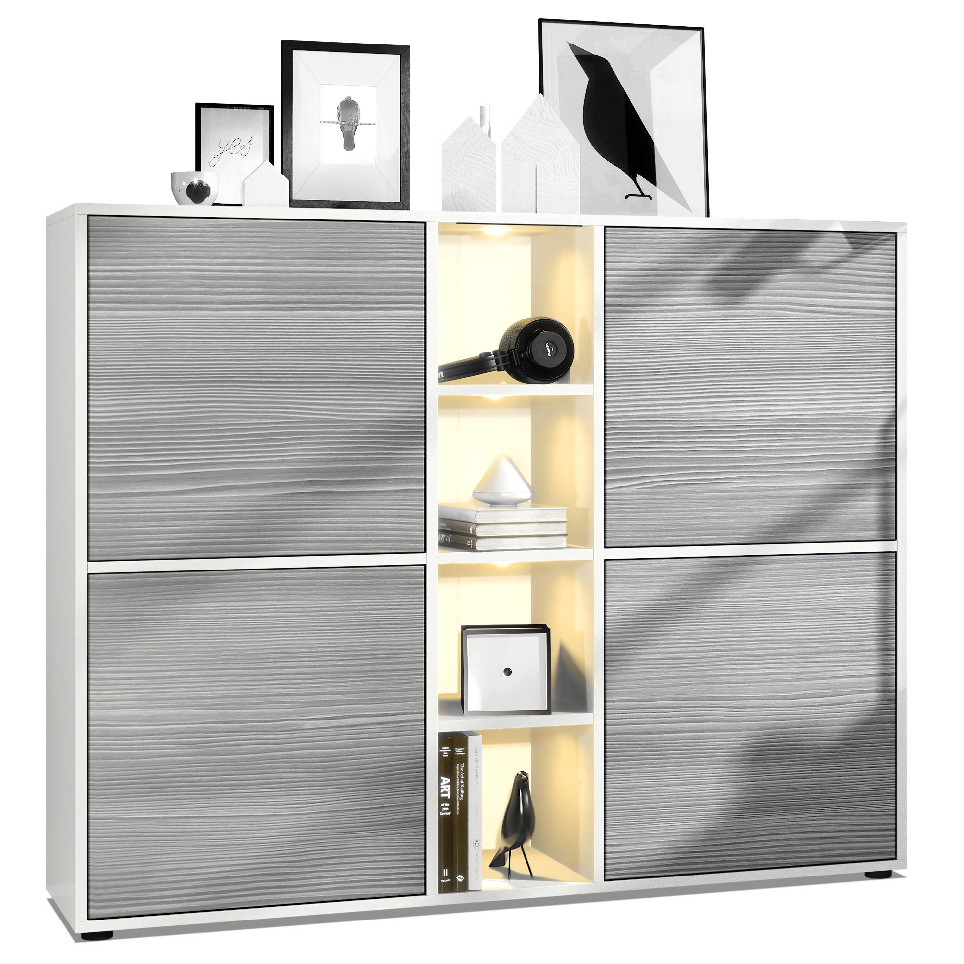 HIGHBOARD Cuba Türen in Avola-Anthrazit - Anthrazit, Holzwerkstoff (130.5/105.5/35.5cm) - Vladon