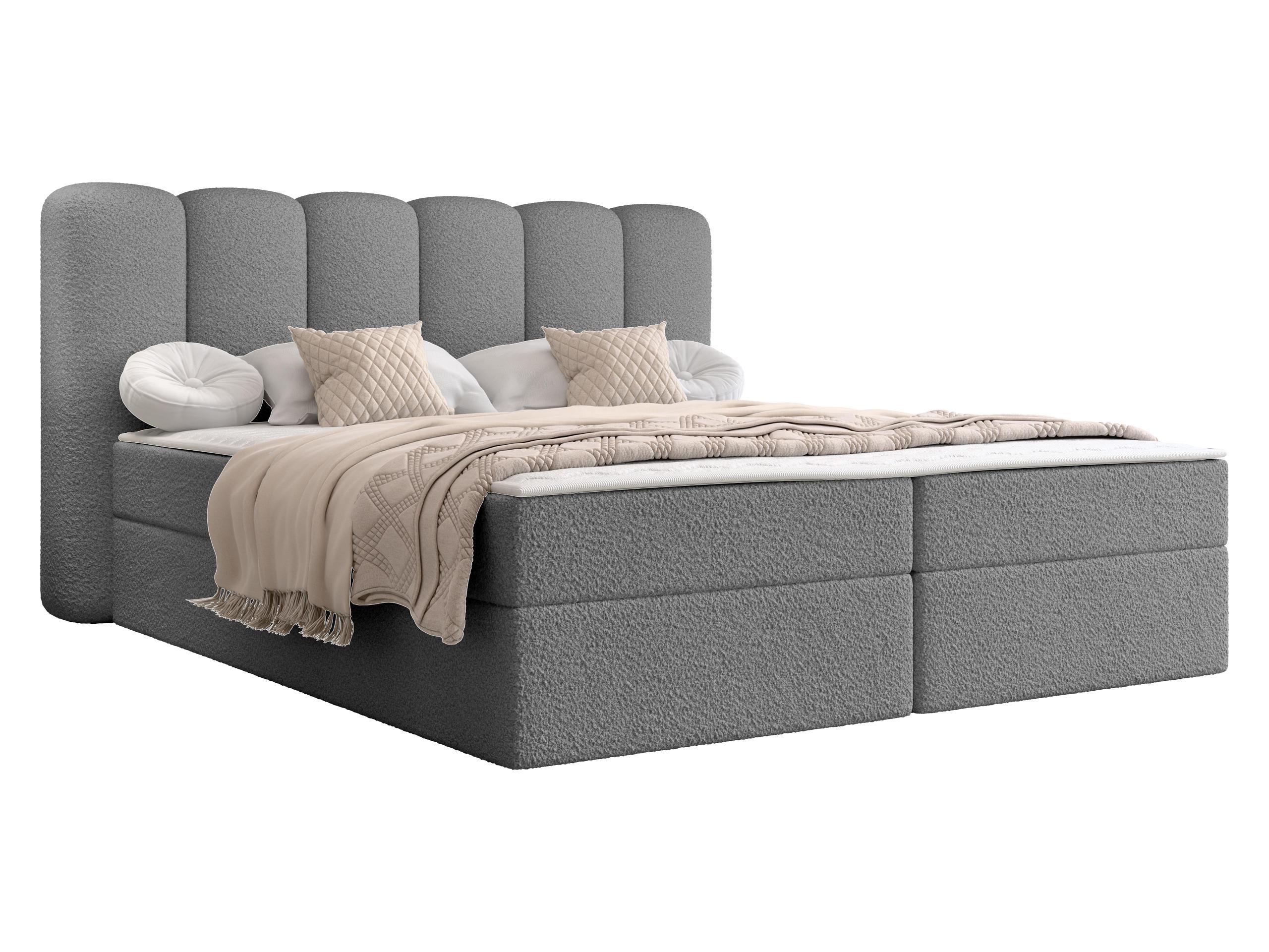 BOXBETT Softi 1 Boucle - H3 - Schwarz/Grau, Holz/Holzwerkstoff (180/200cm) - MIRJAN24