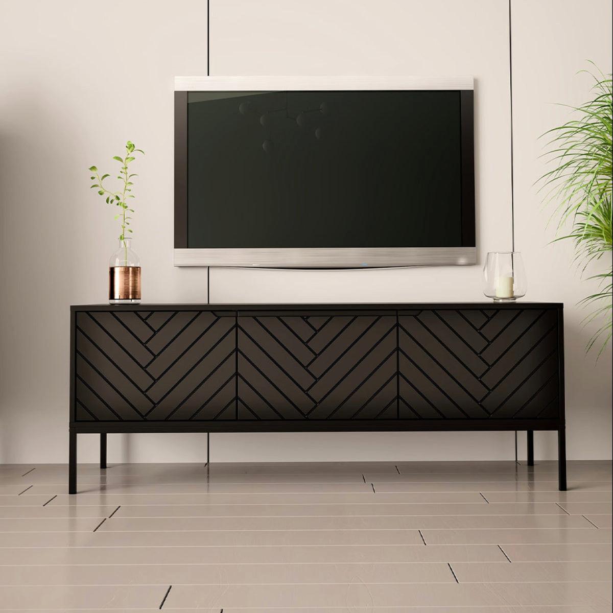 TV-MÖBEL Daria Schwarz - Schwarz, Holzwerkstoff (151/77/39cm) - Petits-meubles