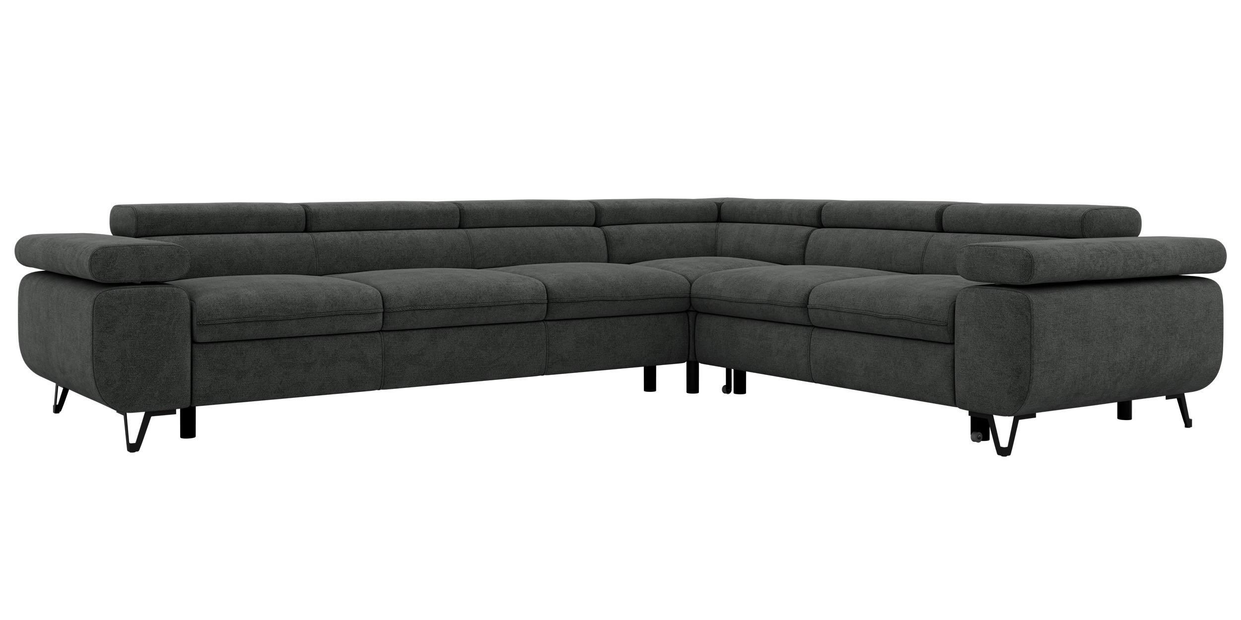 ECKSOFA NORDEN L - Dunkelgrau Stukture - Links Seite - Dunkelgrau/Schwarz, Textil/Metall (269/329cm) - MKS