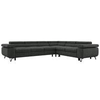 ECKSOFA NORDEN L - Dunkelgrau Stukture - Links Seite - Dunkelgrau/Schwarz, Textil/Metall (269/329cm) - MKS