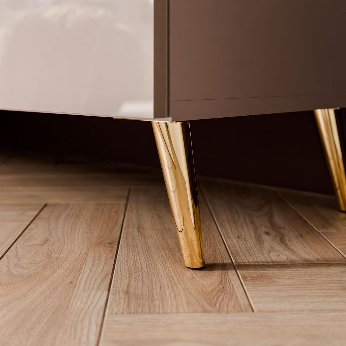 TV-SCHRANK COLGANTE 100 Kaschmir Hochglanz, mit LED, Schräge goldene Füßen - Kaschmir/Goldfarben, Holzwerkstoff (100/49/40cm) - Lookway