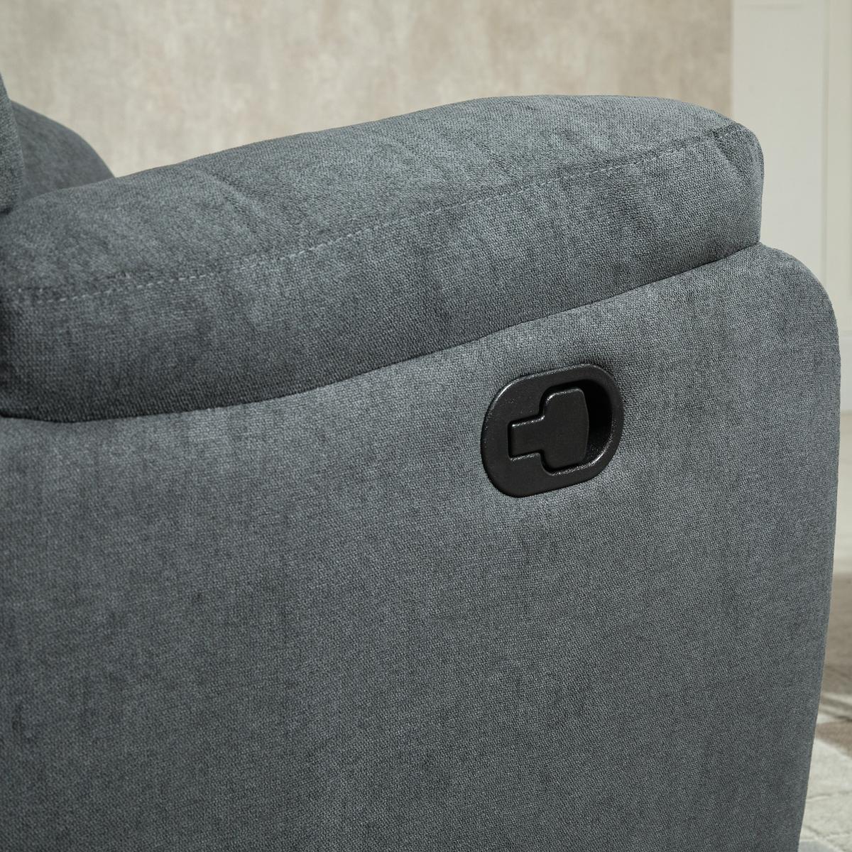 RELAXSESSEL 150° neigbar Einzelsofa Liege Fernsehsessel Leinen Dunkelgrau - Dunkelgrau/Schwarz, Textil/Metall (88/102/93cm) - HOMCOM