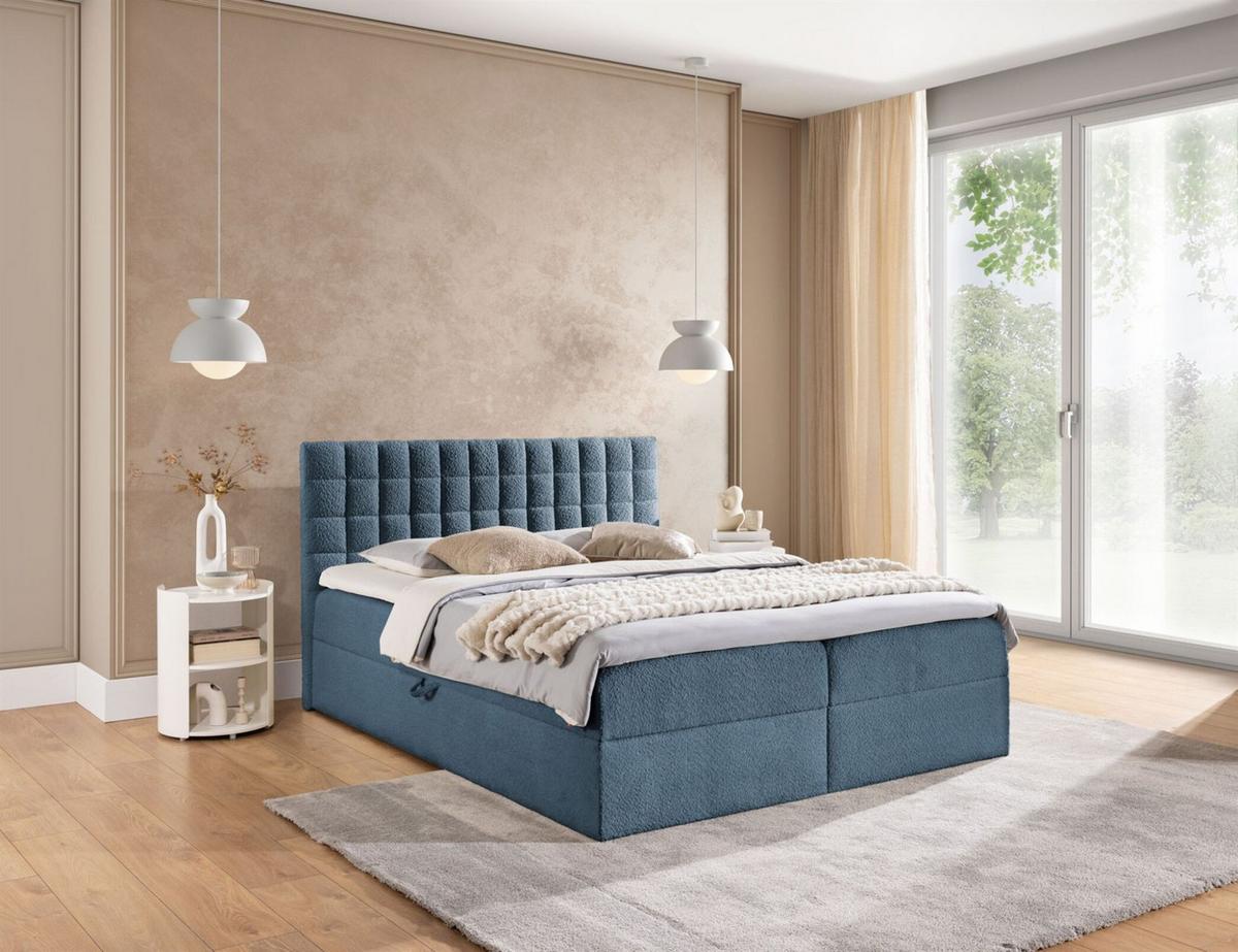 BOXBETT Toribo - Hellblau, Holzwerkstoff/Textil (200/200cm) - Fun Möbel