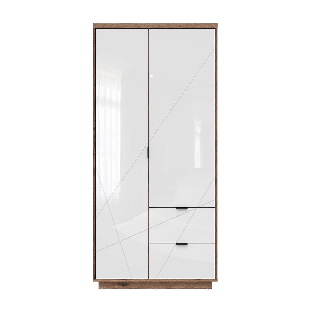 KLEIDERSCHRANK 2 Türen Sven Weiß und Holz - Weiß, Holzwerkstoff (94/201/57cm) - Petits-meubles