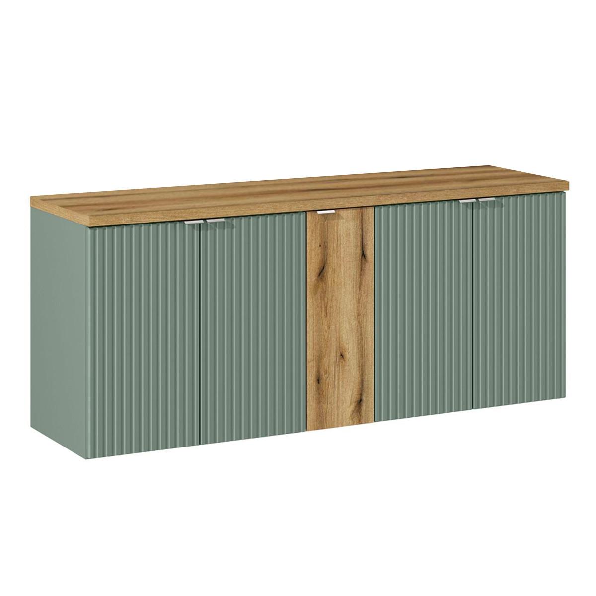 WASCHTISCHUNTERSCHRANK 140cm Jade Grün und Holz - Grün, Holzwerkstoff (140/57/40cm) - Petits-meubles