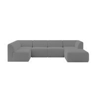 WOHNLANDSCHAFT Ottomane Rechts MOVO-L 345x180x78 cm Grau Bouclé - Chromfarben, Holzwerkstoff/Kunststoff (180/78/345cm) - ALTDECOR