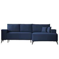 ECKSOFA OTIS Rechts, mit Schlaffunktion und Bettkasten, Marineblau - Dunkelblau, Textil/Metall (294/185cm) - Idohome