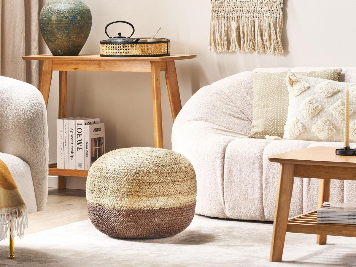 POUF Duki 50/50/40 cm - Naturfarben, Naturmaterialien (50/40/50cm) - Beliani