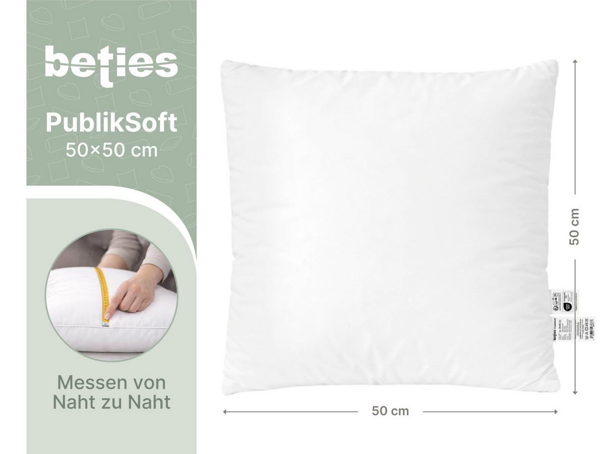 DAUNENKISSEN PublikSoft 50/50 cm - Weiß, Naturmaterialien/Textil (50/50cm) - beties Heimtextil