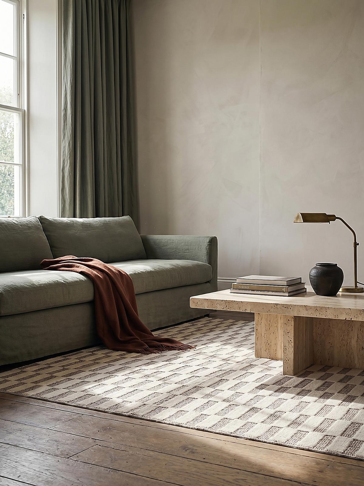 TEPPICH Waschbar RIDGE, mit Schachbrettmuster, Beige, 194 x 290 cm - Beige, Textil (290/194cm) - KADIMA DESIGN