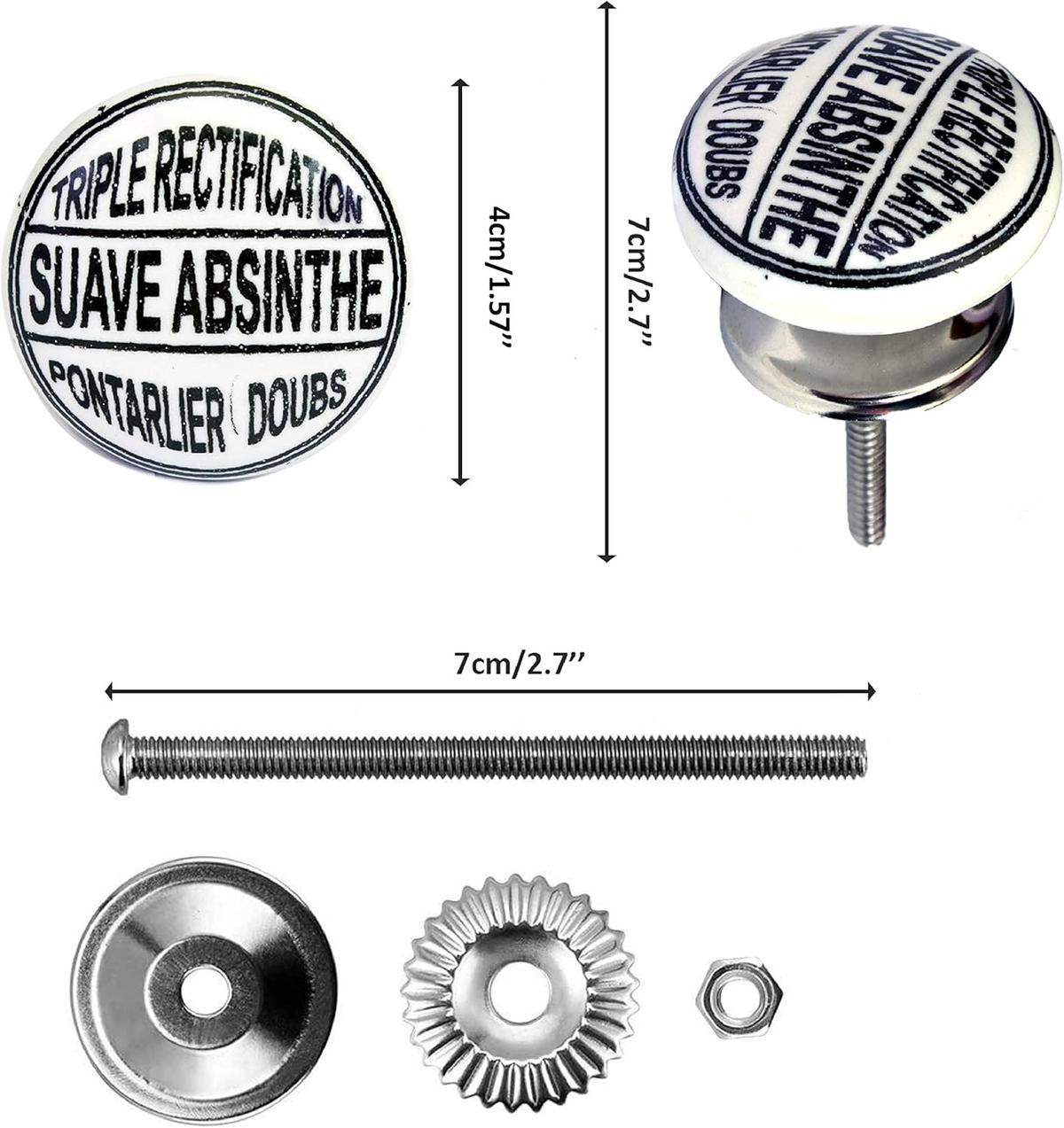 KERAMIKKNÖPFEN Set mit 20 mit verschiedenen Vintage-Uhrenmotiven 40 mm Durchmesser. - Weiß, Keramik (4/4/6.9cm) - Nacnic