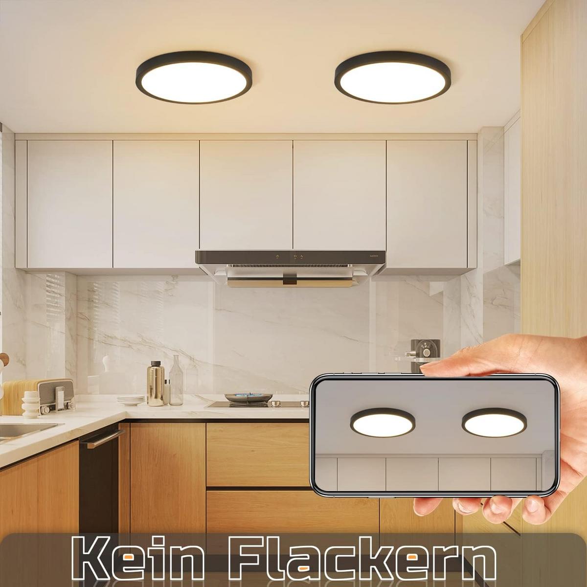 LED DECKENLEUCHTE Juliettara 23/23/2.4 cm - Schwarz, Kunststoff (23/23/2.4cm) - ZMH