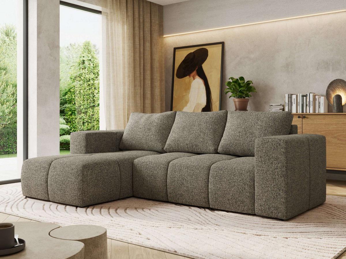 ECKSOFA MONIVA Grau Strukture - Links - Schwarz/Grau, Kunststoff/Textil (164/266cm) - MKS