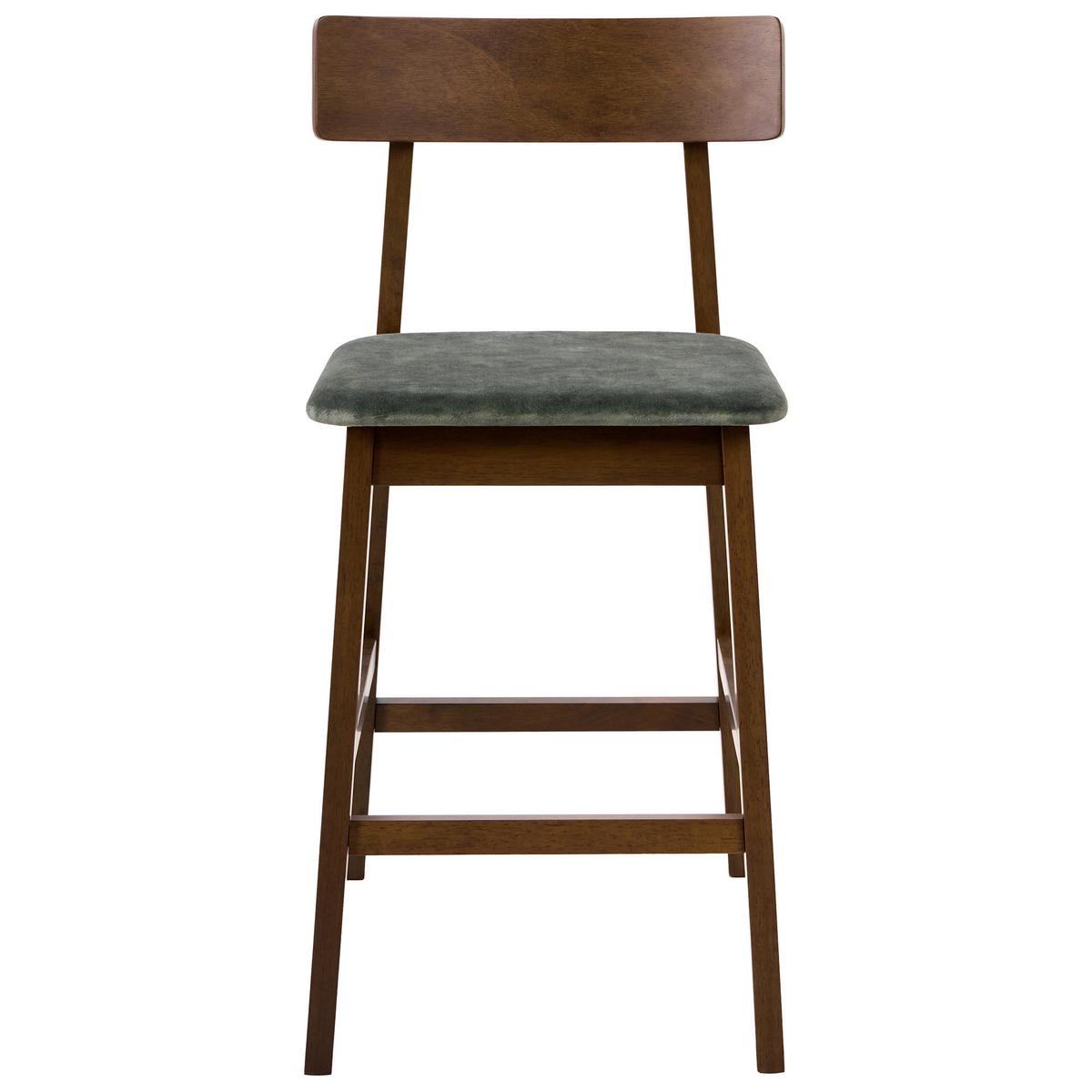 BARSTUHL 2er-Set Holz Dunkelbraun/GrünIsanti - Dunkelbraun, Holz (44/92/54cm) - Beliani