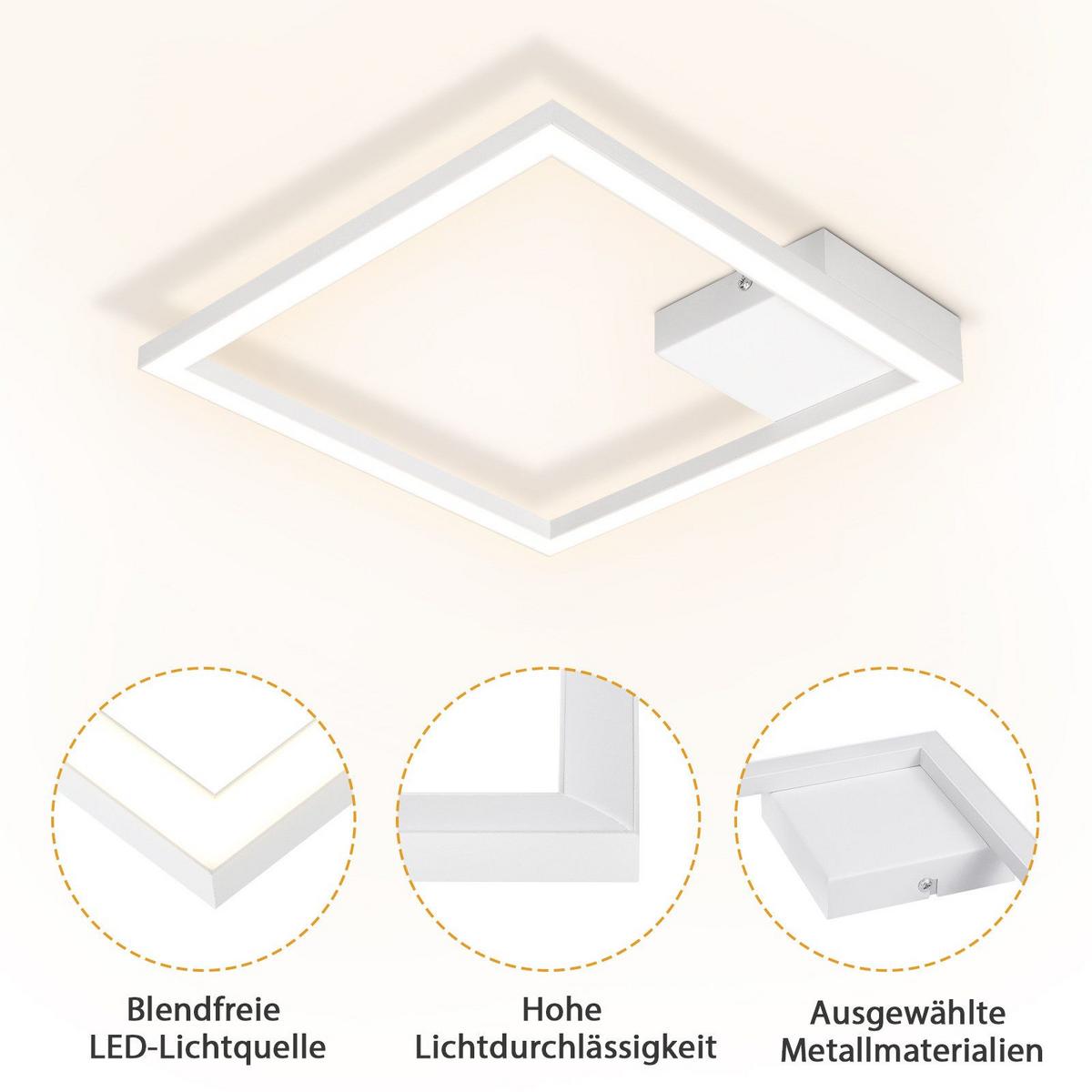 LED-DECKENLEUCHTE Franks 29.4/29.4/3.8 cm - Weiß, Metall (29.4/29.4/3.8cm) - Nettlife