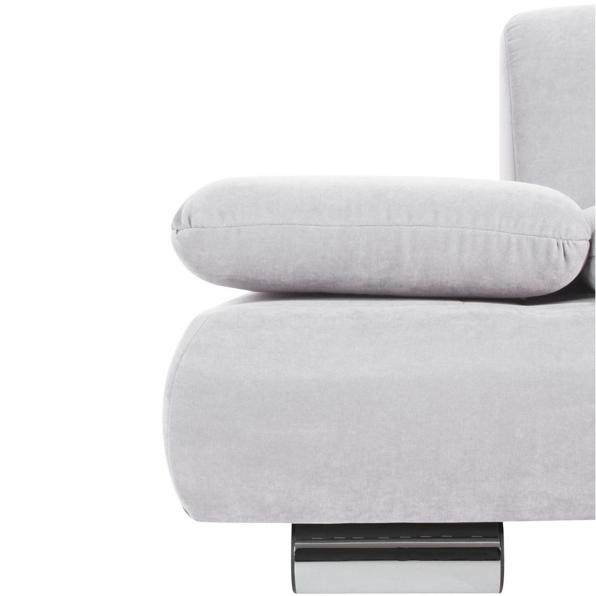 SOFA 2-Sitzer Kaye Bezug Veloursstoff Metallfuß verchromt / creme - Weiß, Kunststoff (190/76/90cm) - 58aufmkessel