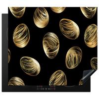 HERDABDECKPLATTE Eier - Gold - Muster Abdeckung Ceranfeld 58.3x51.3 cm - Schwarz, Kunststoff (58.3/51.3/0.2cm) - MuchoWow