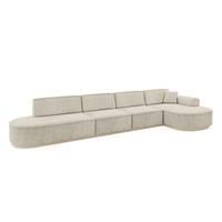 ECKSOFA Ottomane Rechts MARI-L3-v1 - 413x171x83 cm Ecru Velours - Ecru, Holzwerkstoff/Textil (171/413cm) - ALTDECOR