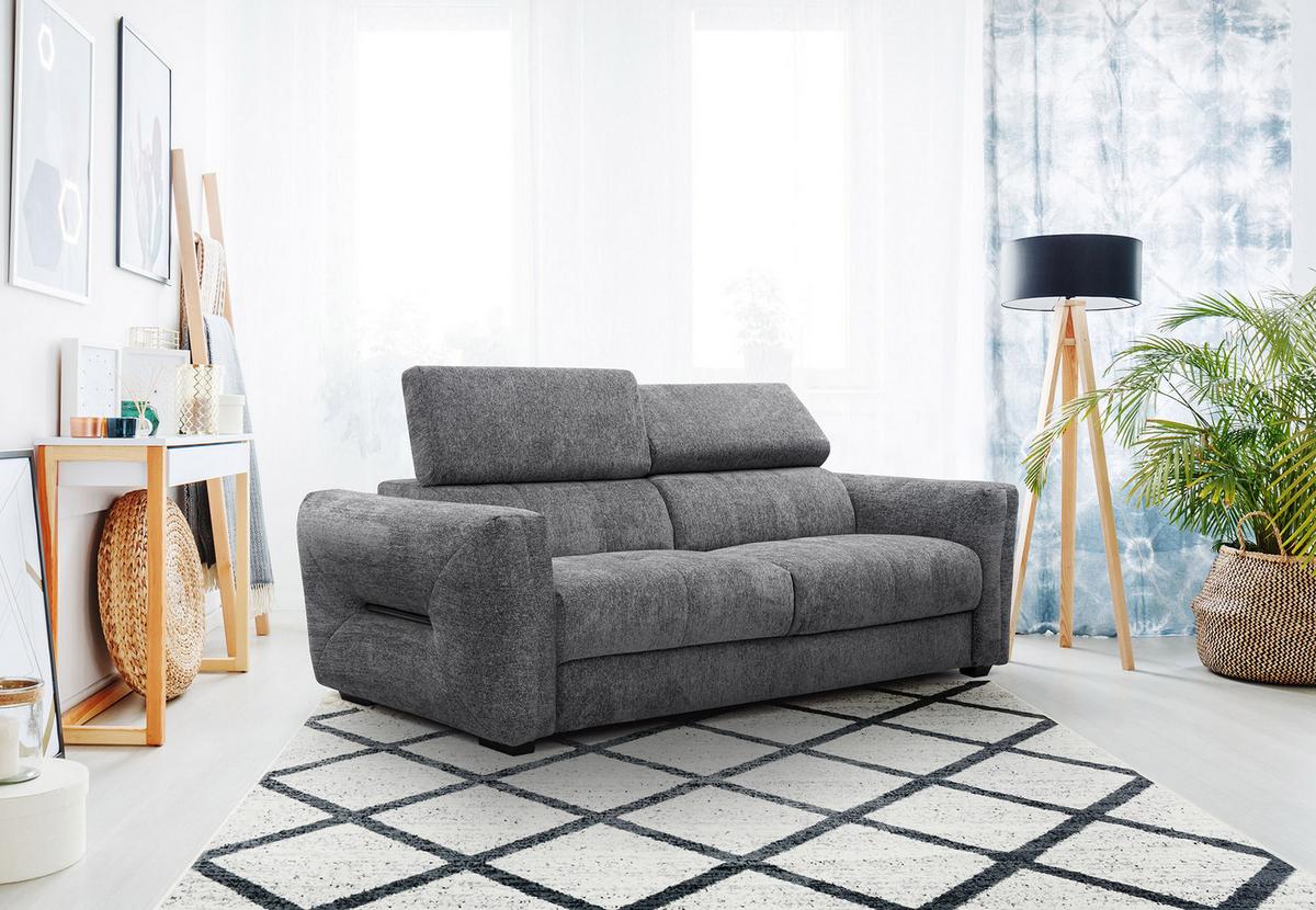 SOFA CALVERA 3-Sitzer, graphitfarben - Graphitfarben/Schwarz, Holzwerkstoff/Textil (204/79/106cm) - Wozimo