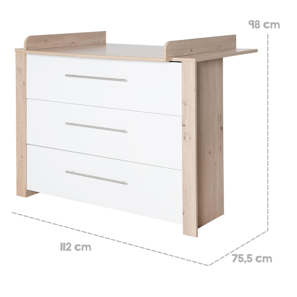 BABYZIMMER-SET Ira 3-teilig - Silberfarben/Weiß, Holzwerkstoff/Metall (76/82/142cm) - Roba