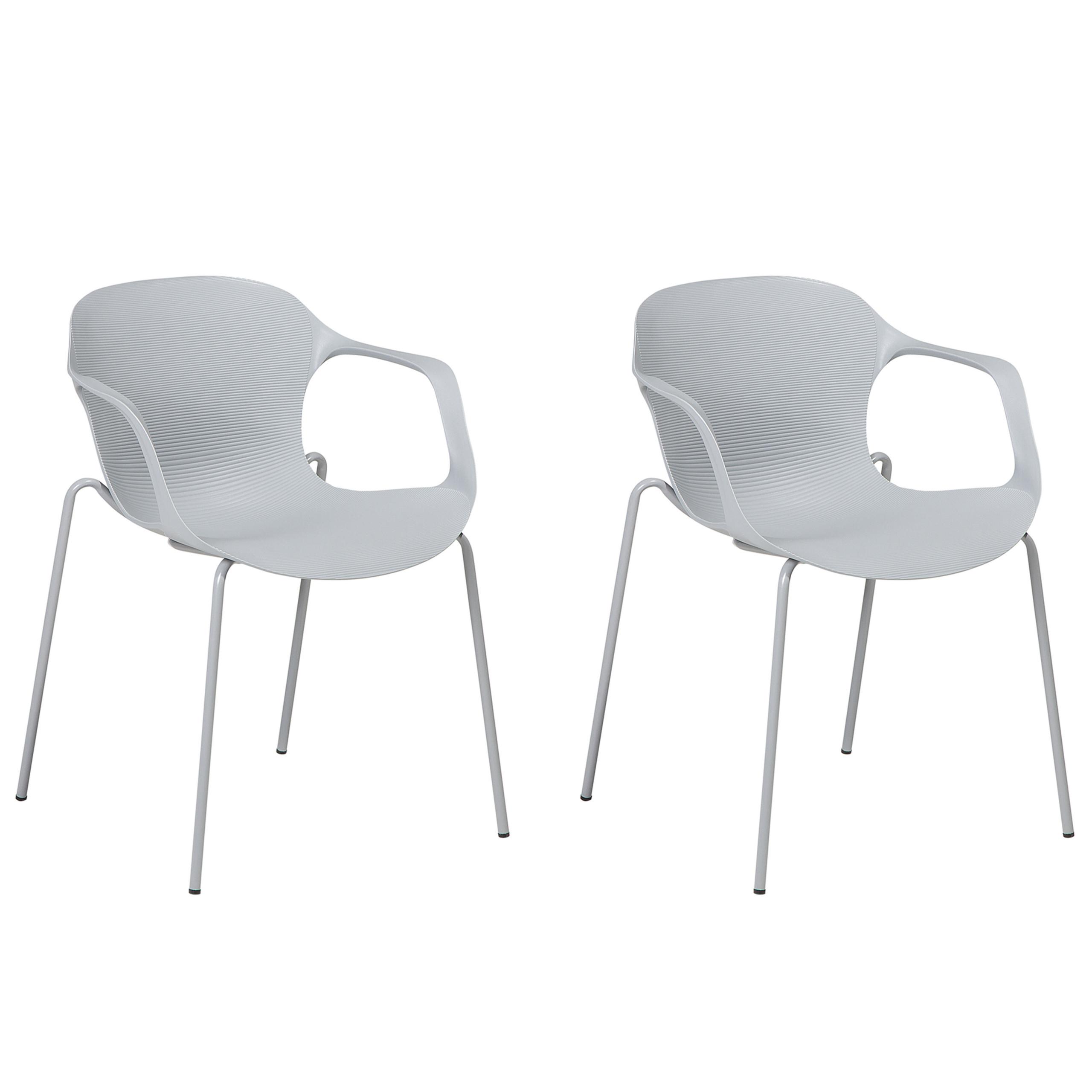 ESSZIMMERSTUHL 2er-Set Kunststoff Grau Elbert - Grau, Kunststoff/Metall (56/75/56cm) - Beliani
