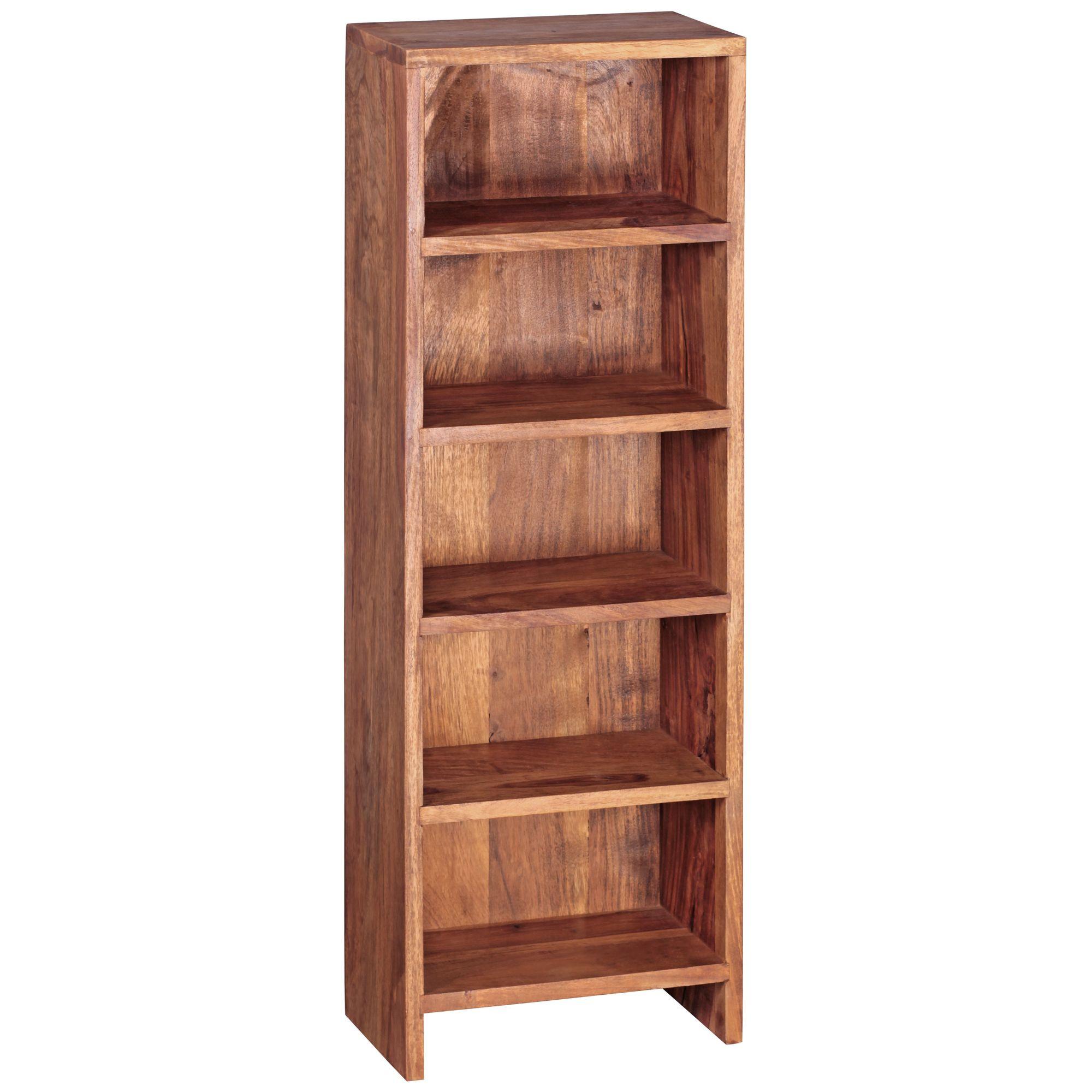 CD-REGAL Massivholz 5 Fächer Landhausstil MUMBAI, Dunkelbraun 30x17x90 cm - Braun, Holz (30/90/17cm) - KADIMA DESIGN