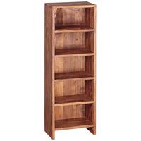 CD-REGAL Massivholz 5 Fächer Landhausstil MUMBAI, Dunkelbraun 30x17x90 cm - Braun, Holz (30/90/17cm) - KADIMA DESIGN