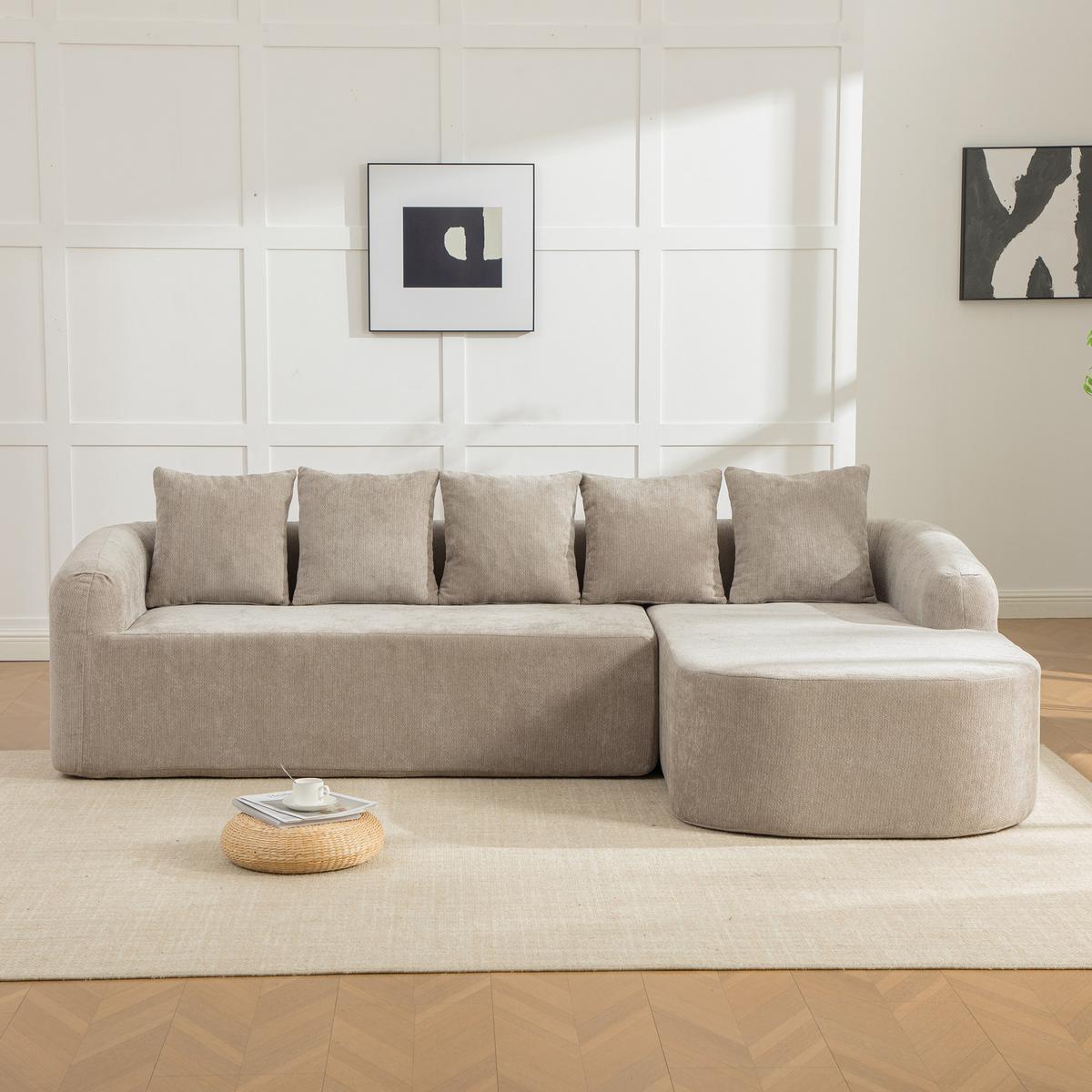 ECKSOFA 270cm L-Form Grau 3-Sitzer ohne Montage - Grau, Textil (270/172cm) - Urban Meuble