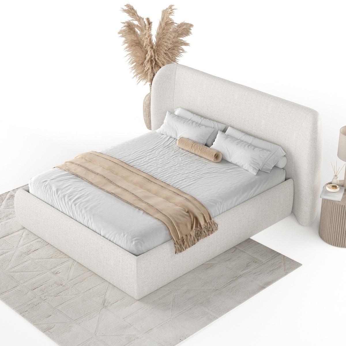 POLSTERBETT Bellano mit Stauraum 160/200 cm Hellbeige im Riva Stoff - Beige/Schwarz, Holz/Holzwerkstoff (160/200cm) - AltaBeds