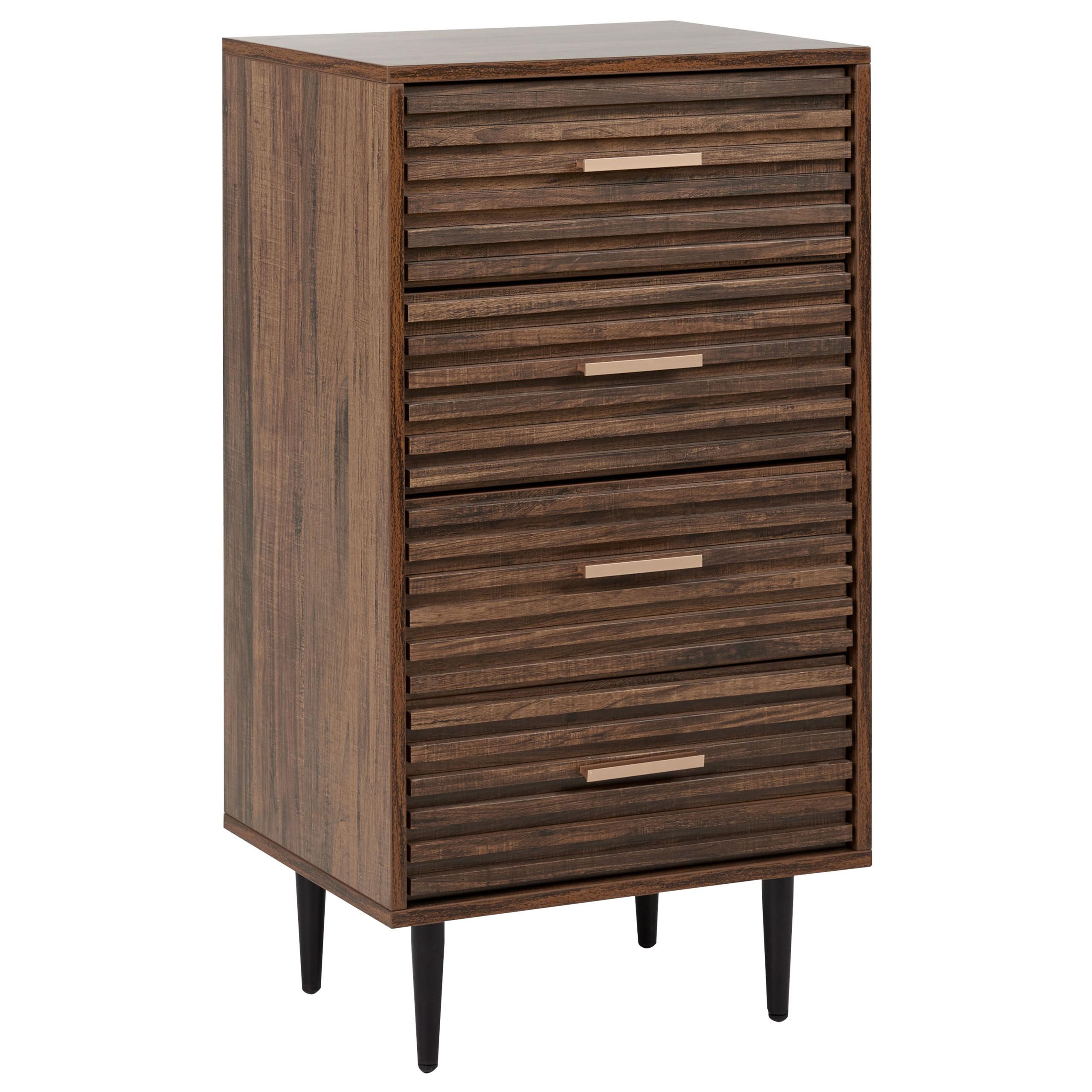 KOMMODE mit 4 Schubladen Dunkelbraun Keith - Braun, Holzwerkstoff (48/90/40cm) - Beliani